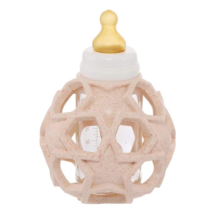 Hevea Glas Sutteflaske Med Gummi Gribebold 120 Peach - Hevea Baby