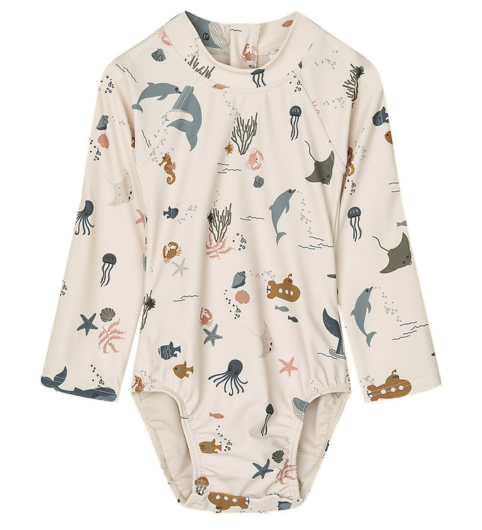 Beige/Multifarv Liewood Badedragt Maxime Baby Uv40 Sea Creature Sandy - Liewood Baby  - 5715335150225