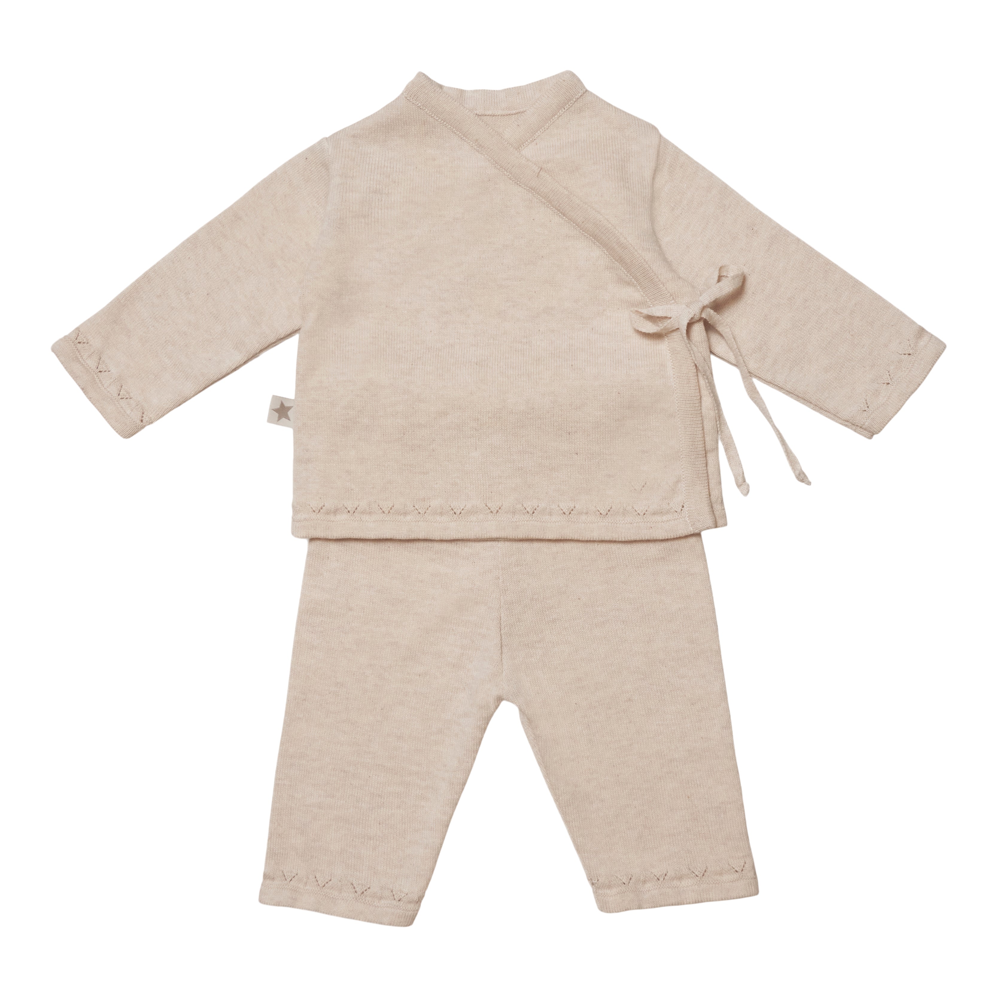 Hvid Huttelihut Lani Sæt Baby Bluse & Bukser Uld Off White - Huttelihut Baby  - 8657946116431