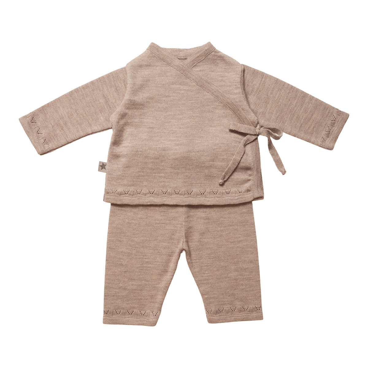 Camel,  Mørkbei Huttelihut Lani Sæt Baby Bluse & Bukser Uld Camel - Huttelihut Baby  - 8657948246351