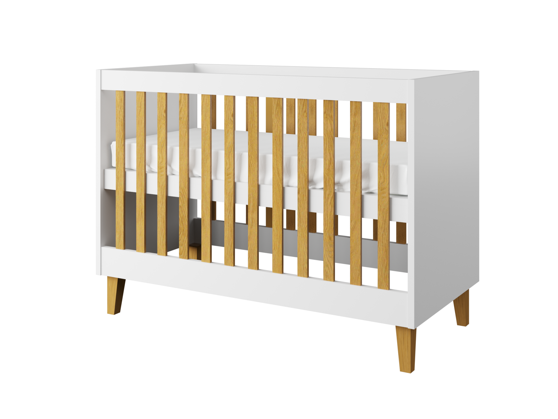 Hvid Kubi Tremmeseng Til Baby Uden Madras Laminat Natur 120x60 - Kocot Kids Baby  - 5903282042803