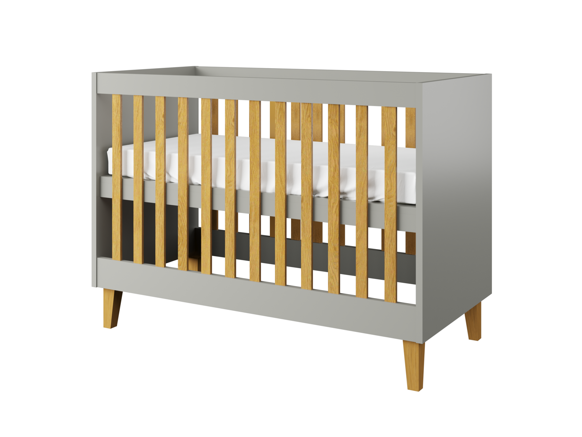 Grå Kubi Tremmeseng Til Baby Uden Madras Laminat Natur 120x60 - Kocot Kids Baby  - 5903282042810